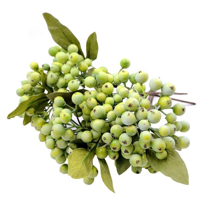 PACK OF 6 GREEN ARTIFICIAL BERRY STEMS CHRISTMAS PICKS WREATH ORNAMENTGREEN