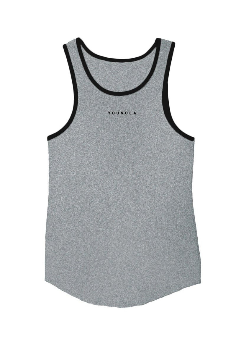 YOUNGLA Summer Gym Tank Tops Mens Sleeveless Running Vest Gray