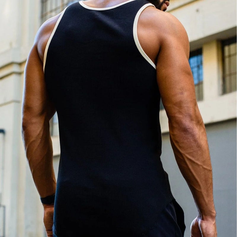 YOUNGLA Summer Gym Tank Tops Mens Sleeveless Running Vest Gray