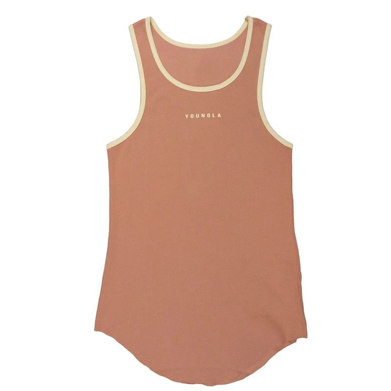 YOUNGLA Summer Gym Tank Tops Mens Sleeveless Running Vest Gray