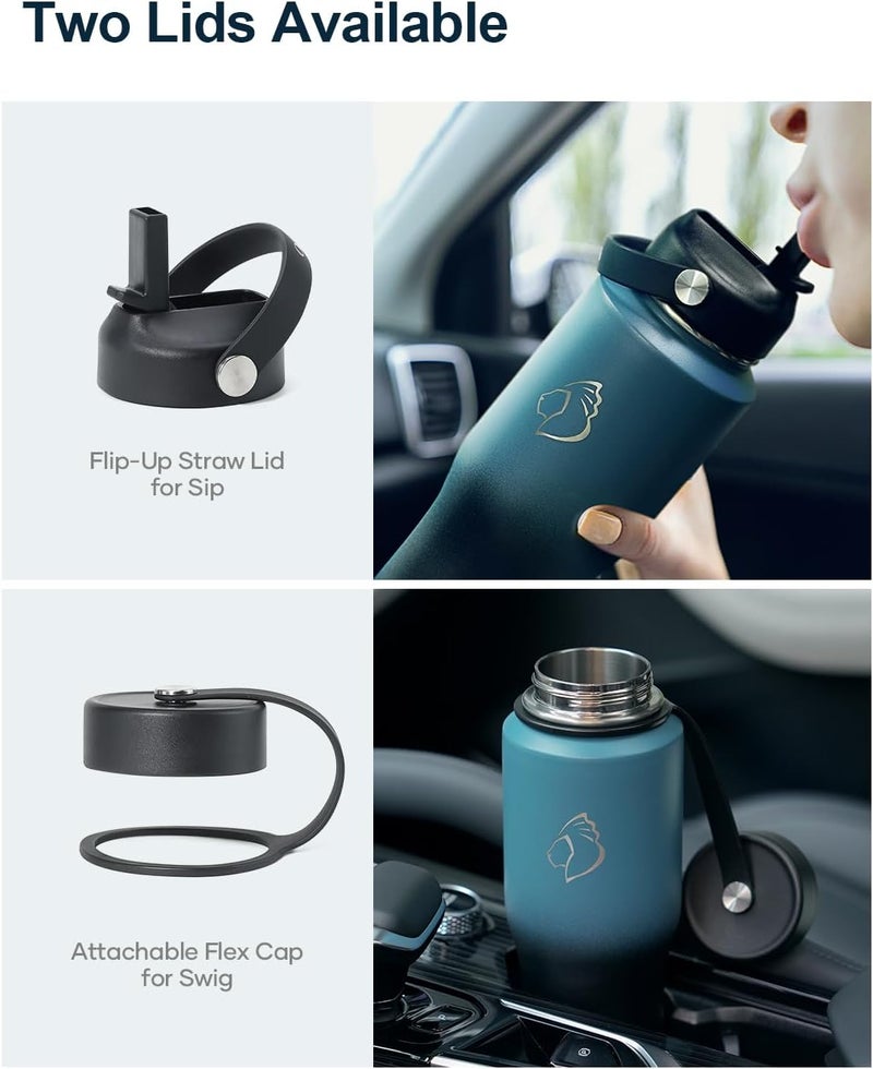 32oz Insulated Water Bottle Fits in Cup Holder, Stainless Steel Tumbler with Straw, Double Wall Metal Water Bottle for Hot Cold, BPA-Free Sweat-Proof Water Flask for Sports, Indigo Crush - Image 4