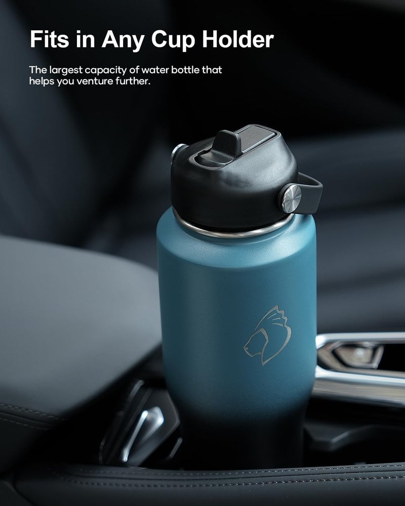 32oz Insulated Water Bottle Fits in Cup Holder, Stainless Steel Tumbler with Straw, Double Wall Metal Water Bottle for Hot Cold, BPA-Free Sweat-Proof Water Flask for Sports, Indigo Crush - Image 2