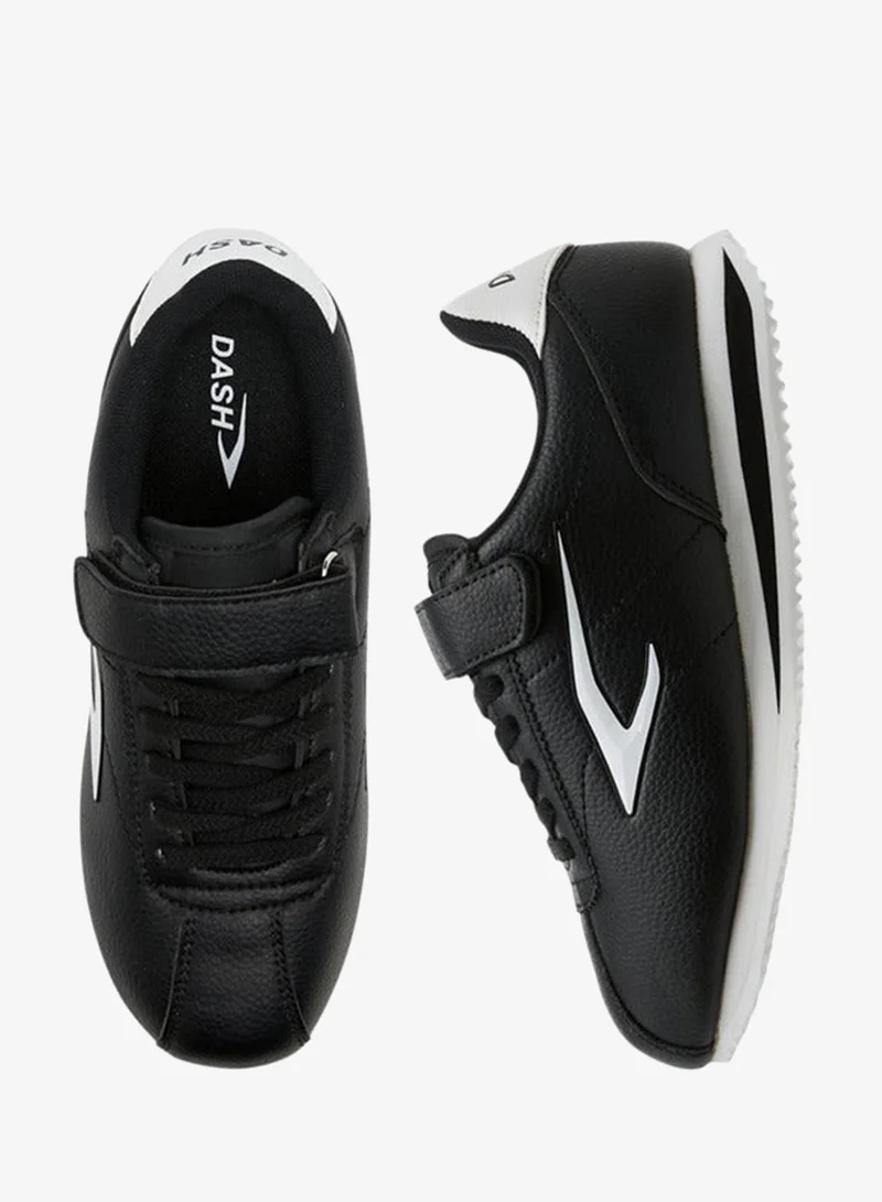 Dash Panelled Sneakers with Hook and Loop Closure