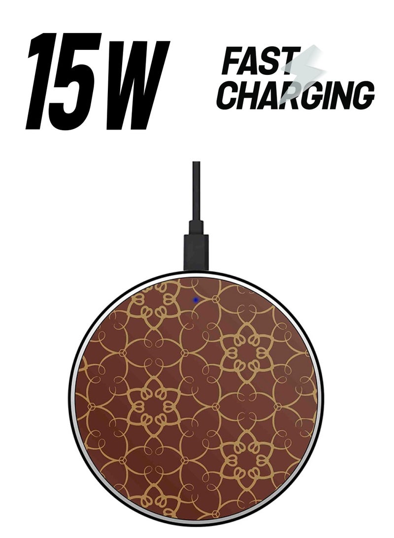 Theodor Royal Carpet Printed Fast Wireless Charger With USB Cable Brown/Yellow - Image 1