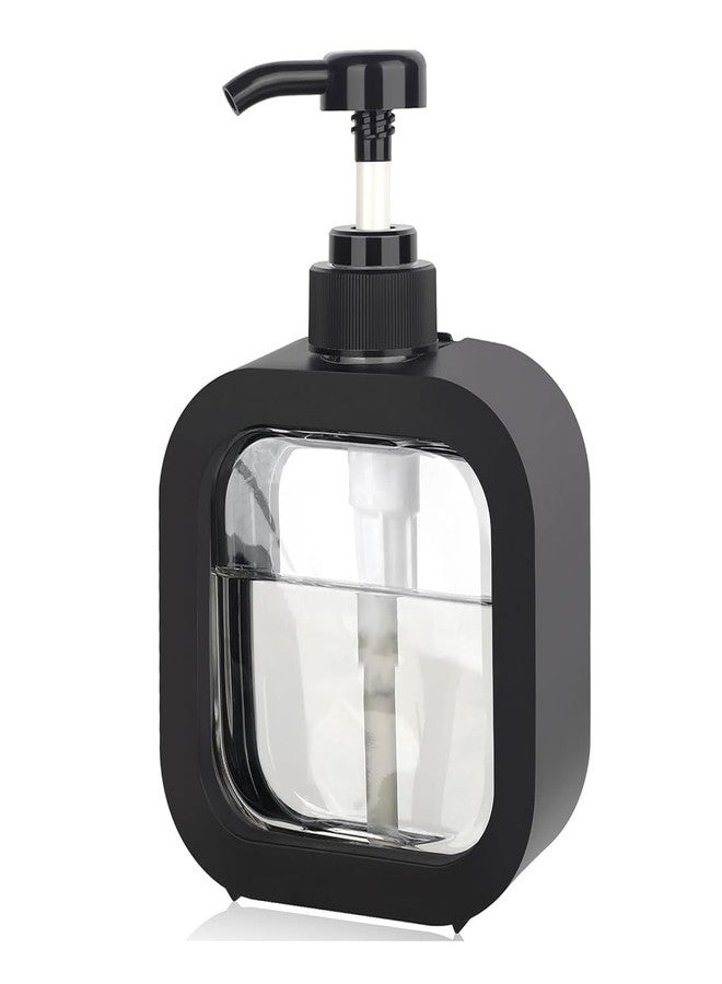 BATH GURU Clear Plastic Countertop/Table Top Liquid Soap Dispenser for Bathroom/Kitchen, Pack of 1, 500 Ml, Black - Image 1
