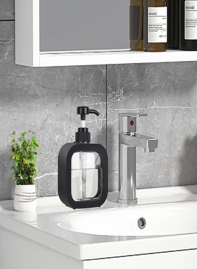 BATH GURU Clear Plastic Countertop/Table Top Liquid Soap Dispenser for Bathroom/Kitchen, Pack of 1, 500 Ml, Black - Image 2