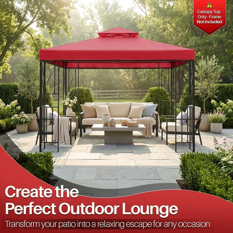 Flexzion Gazebo Top Replacement 10x10 Feet - Canopy Replacement Cover for Double Canopy Tent Dual Tier Pop Up Gazebo Tent Netting Cover, Water, Dirt, and UV Resistant Grill Canopy Replacement Cover - Image 2