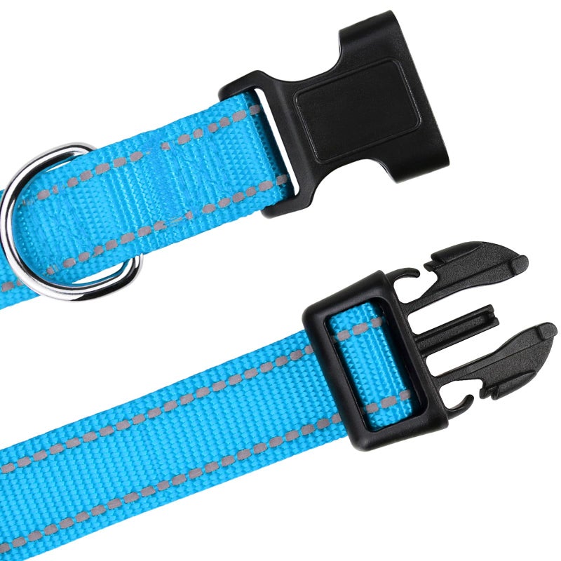 TagME Dog Collars for Small Dogs, Reflective Nylon Pet Collar with Quick Release Buckle, Small Dog Collar for Boys, Sky Blue, 3/8" Width - Image 4