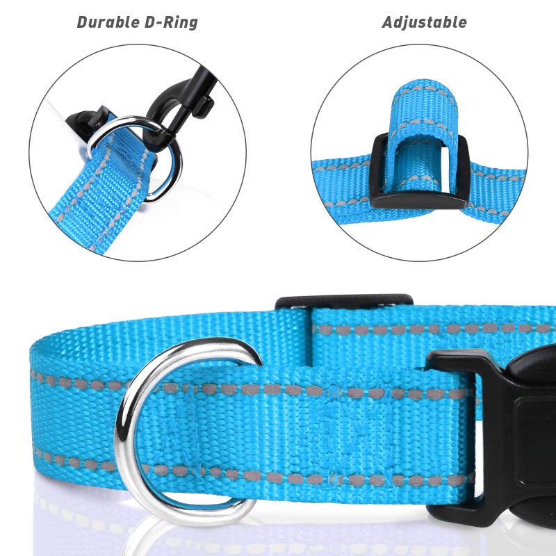 TagME Dog Collars for Small Dogs, Reflective Nylon Pet Collar with Quick Release Buckle, Small Dog Collar for Boys, Sky Blue, 3/8" Width - Image 3