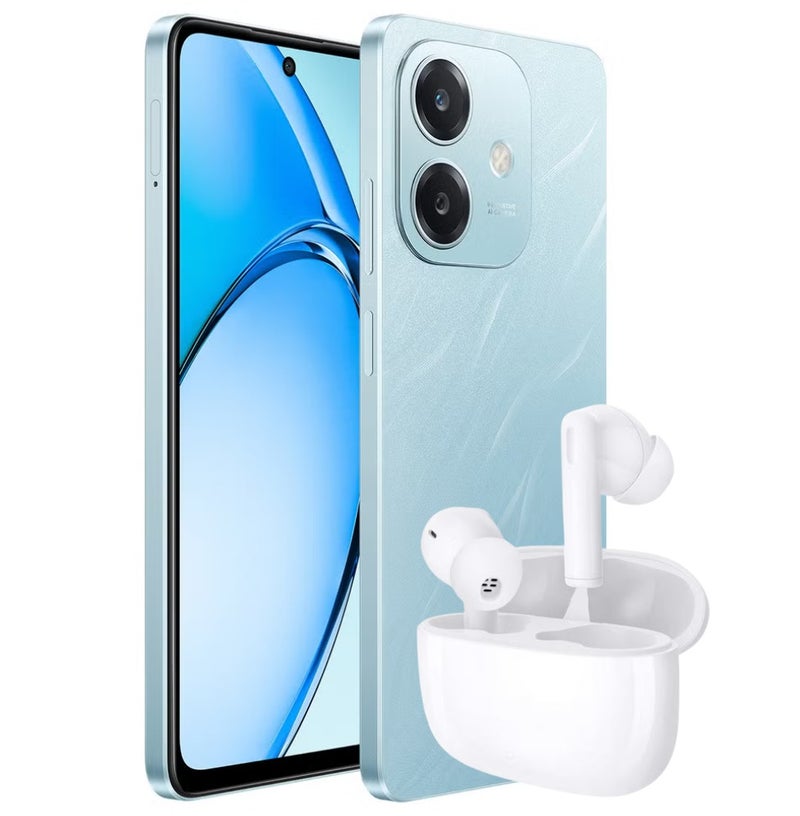 OPPO A60 Dual SIM Ocean Blue 6GB RAM 128GB 5G - Middle East Version & Honor CHOICE Earbuds X5 Lite White Bundle - Image 1