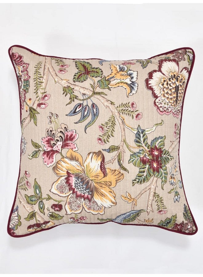 Blushome Cotton Cushion Covers Set Of 5; 22X22 Inches; Multicolor Flowers, 300 TC - Image 5