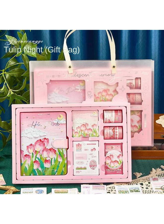 Bluejw Hand Account Book Gift Box Suit Customized Vintage Oil Painting Notebook Notebook Stationery Hand Account Book High Color Value Notebook - Image 1