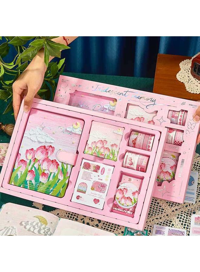 Bluejw Hand Account Book Gift Box Suit Customized Vintage Oil Painting Notebook Notebook Stationery Hand Account Book High Color Value Notebook - Image 2