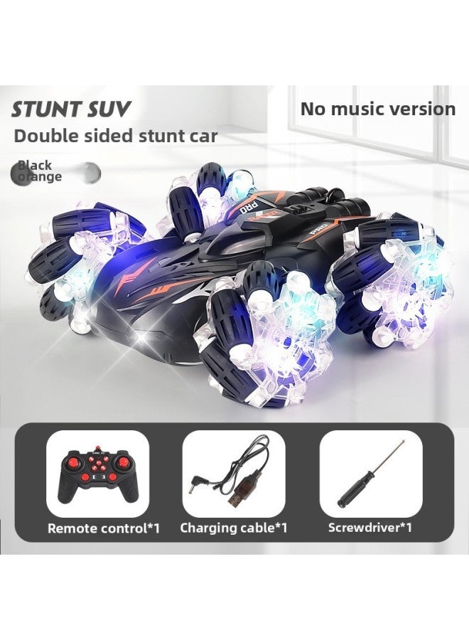 Large Children's Remote Control Car Toy Boy Charging Electric Gesture Induction Four-wheel Drive Stunt Car High Speed Drift Racing-Color:【black Orange】 Cat Cat Double-sided Stunt Car Single Control Luminous Wheel - Image 1
