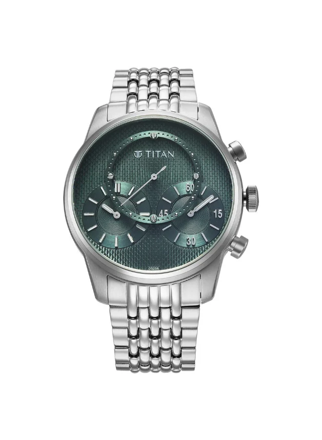 تيتان Men's Stainless Steel Analog Watch 90179SM01 - 43 mm