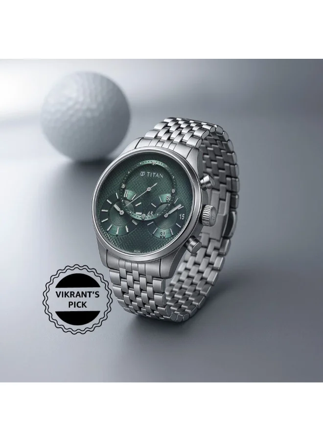 تيتان Men's Stainless Steel Analog Watch 90179SM01 - 43 mm