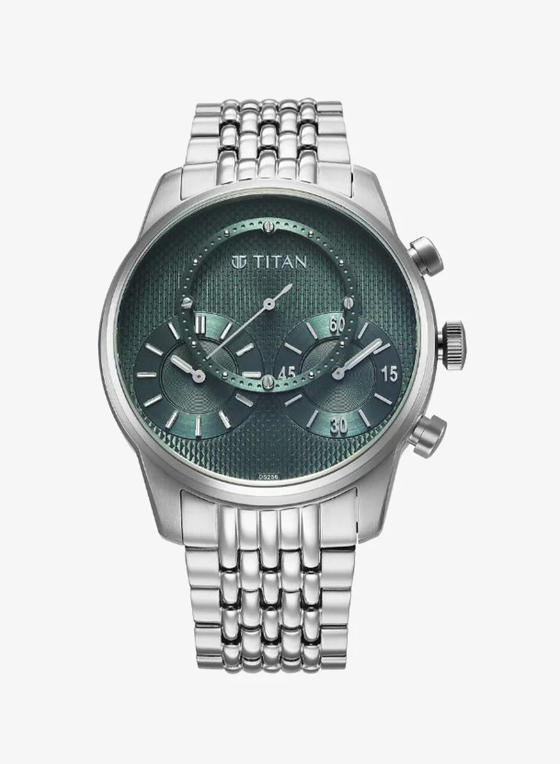 تيتان Men's Stainless Steel Analog Watch 90179SM01 - 43 mm