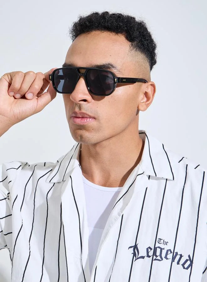 ستايلي Black Double Bridge Aviator Sunglasses