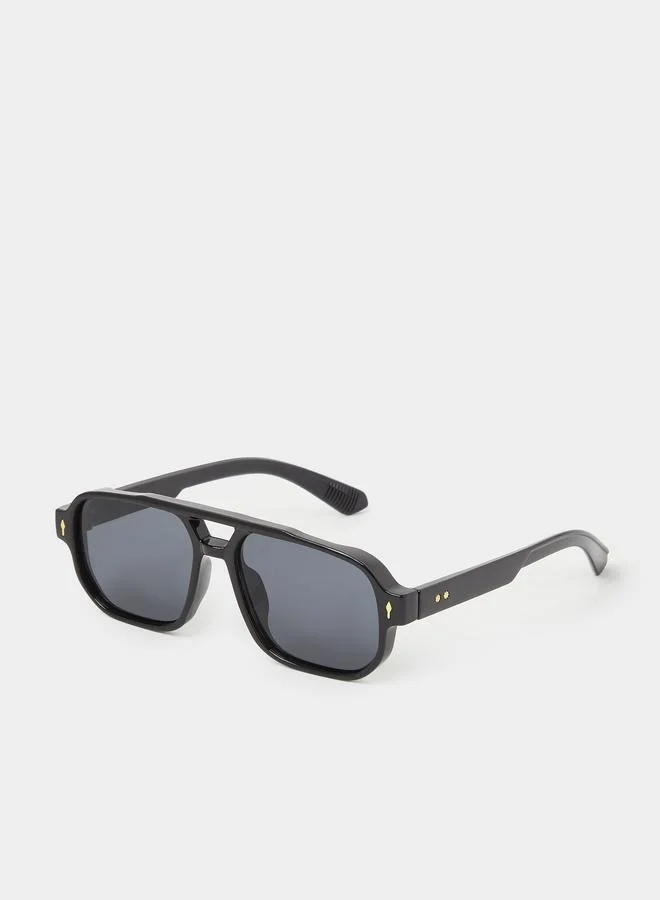 ستايلي Black Double Bridge Aviator Sunglasses