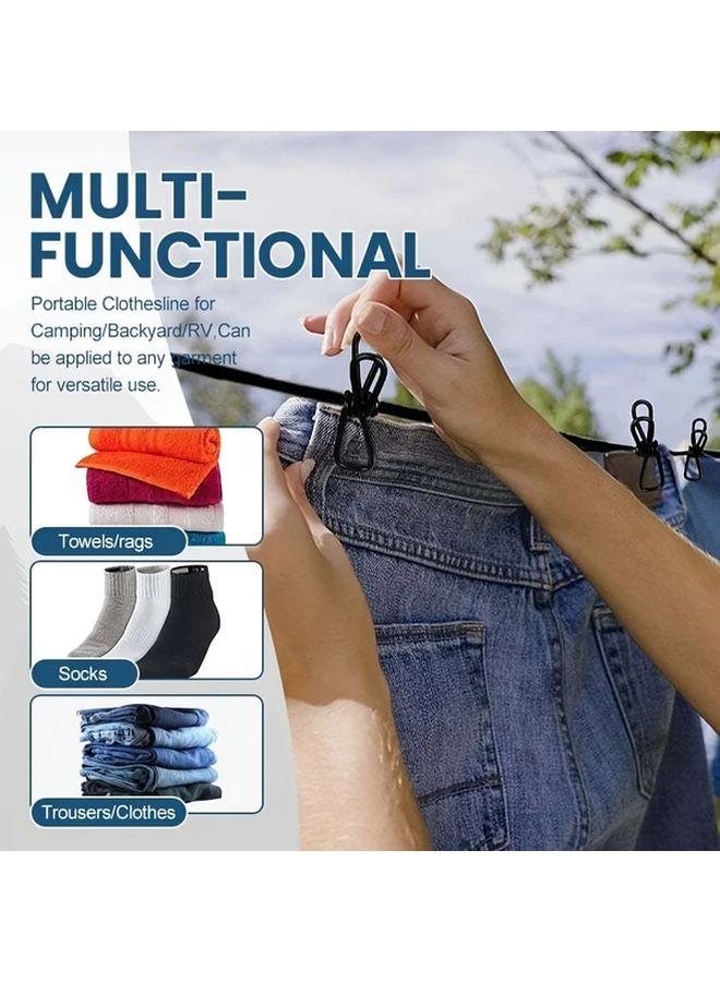 Red Heavy Duty Retractable Clothesline 12 Clothespins Indoor Outdoor Portable Drying Rack - Image 3