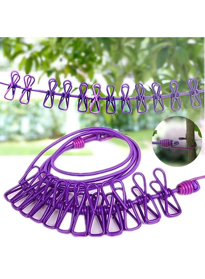 Red Heavy Duty Retractable Clothesline 12 Clothespins Indoor Outdoor Portable Drying Rack - Image 2