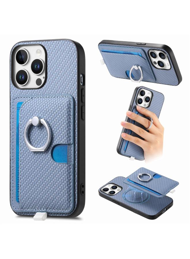 زبون حافظة لهاتف iPhone 12 Pro Max مزودة بحلقة جانبية من ألياف الكربون وحقيبة بطاقات MagSafe - Image 1