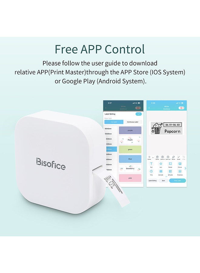 Bisofice - Q30 Label Maker Machine Mini Pocket Thermal Label Printer All in One BT Connect Adhesive Tag DIY Date Journal Study Sticker Labeling Machine with 3pcs Label Rolls Compatible with iOS Android - Image 1
