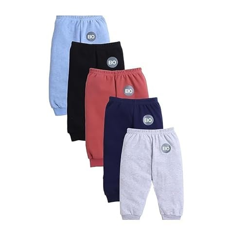 EIO Unisex Cotton Pajama Pants for Boys & Girls Combo Pack | Kids & Baby Soft Sleepwear Pyjamas Combo Pack | Toddler Breathable Nightwear Bottoms (Solid 5, 7-8 Y) - Image 1