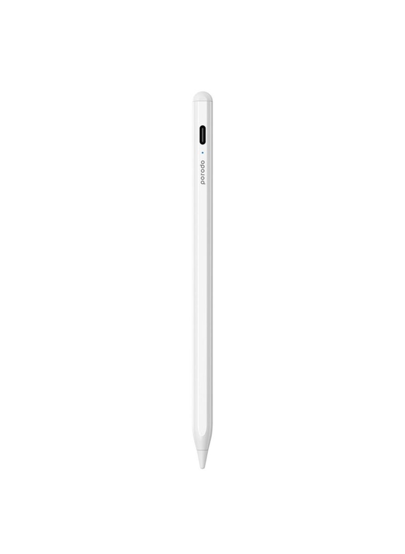 porodo Blue Universal Pencil For Mobile and Tablet, 1.5mm Nib, Double Tap, Magnetic Attachment, Aluminum/Magnetic Surface - White - Image 1