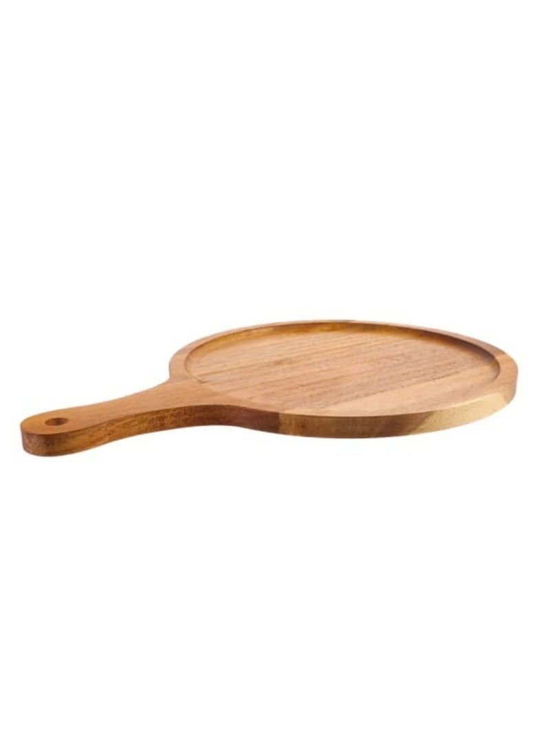 Liying 28x40cm oak Wooden Pizza Tray Round Pizza Board with Handle for Cutting Board, Wood Bread Board, Pizza Tray, Fruit Cutting Board and Bakeware - Image 2