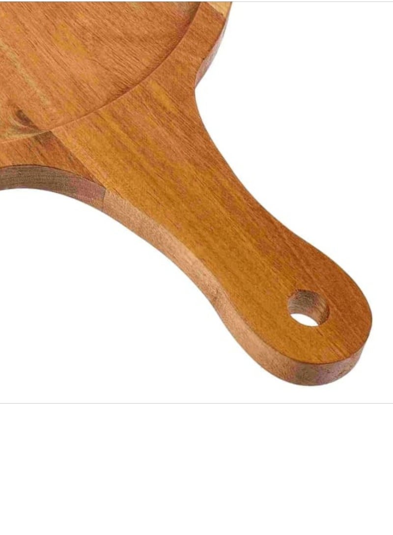 Liying 28x40cm oak Wooden Pizza Tray Round Pizza Board with Handle for Cutting Board, Wood Bread Board, Pizza Tray, Fruit Cutting Board and Bakeware - Image 4