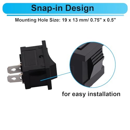TWTADE 8Pcs 12V Rocker Switch On/Off 2 Pin 2 Position SPST Car Auto Boat Rocker Toggle Switch AC 6A/250V 10A/125V KCD1-1-101 - Image 4
