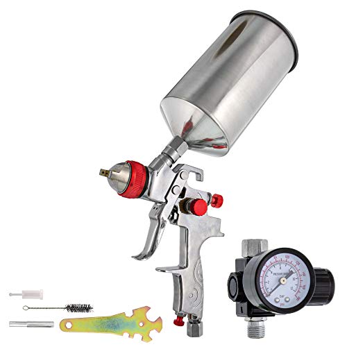 TCP Global Professional HVLP Spray Gun 1.4mm - Gravity Feed Auto Paint Gun Kit for Basecoat, Clearcoat, Primer - Spray Guns Paint Sprayer with Air Compressor Regulator (G6600-13) - Image 1