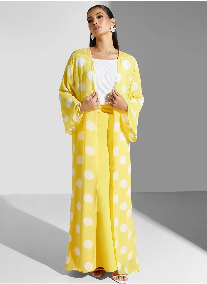 Golden Apple Floral Printed Longline Kimono