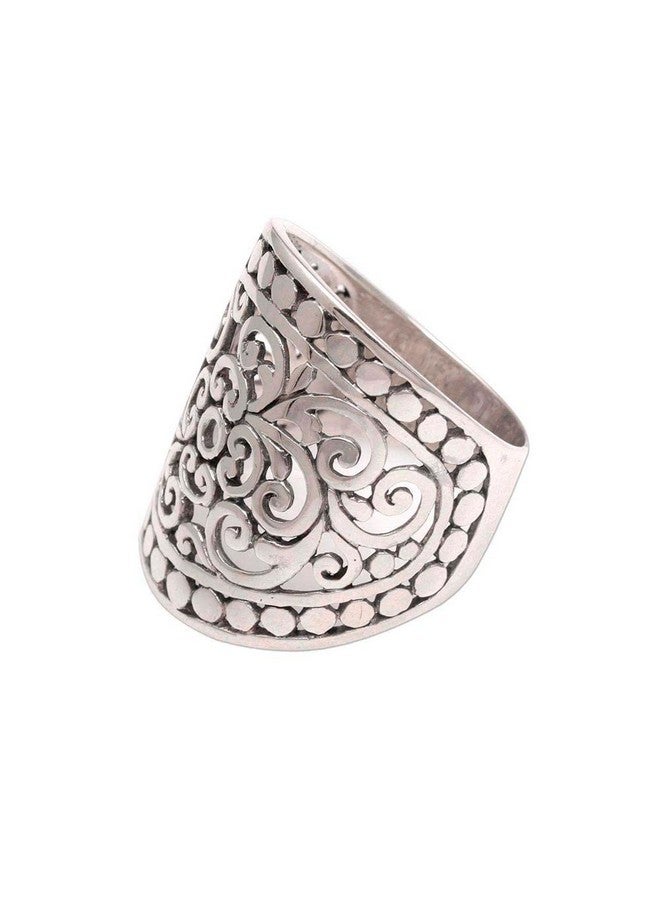 NOVICA Artisan Handmade .925 Sterling Silver Band Ring Wide From Indonesia Tone 'Memory Of Bali' - Image 2