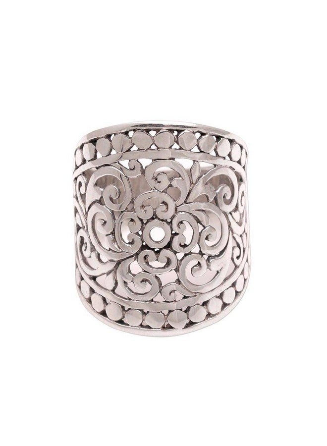 NOVICA Artisan Handmade .925 Sterling Silver Band Ring Wide From Indonesia Tone 'Memory Of Bali' - Image 3