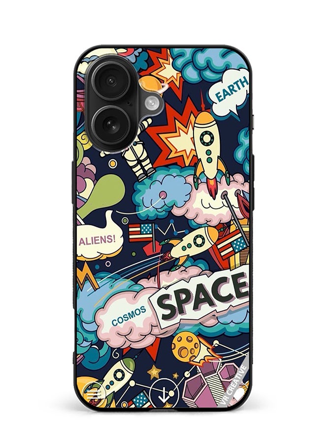 Protective Case Cover For Apple iPhone 16 Space Design Multicolour