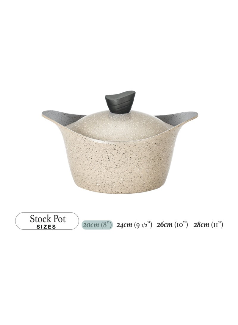 Badreig طقم أواني الطهي 9 قطع من الرخام البيج لا هويا – أواني طهي غير لاصقة متينة مع أغطية رخامية متطابقة ومقابض مقاومة للحرارة - Image 3