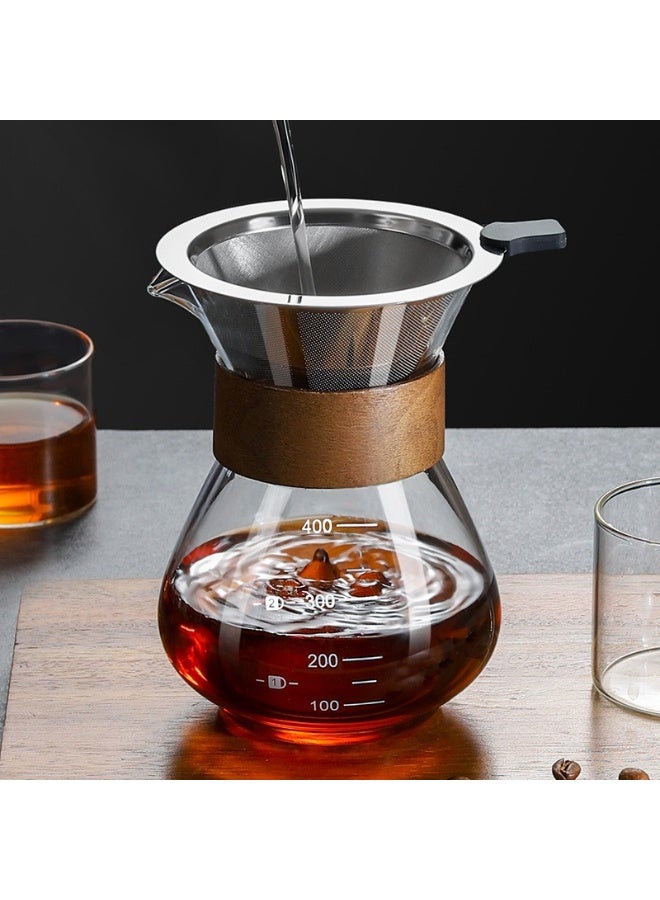 هومستر V60 صب على مجموعة صانعة القهوة ، وعاء خادم القهوة 400 مل مع مرشح قطرة الفولاذ المقاوم للصدأ القابل لإعادة الاستخدام - Image 1