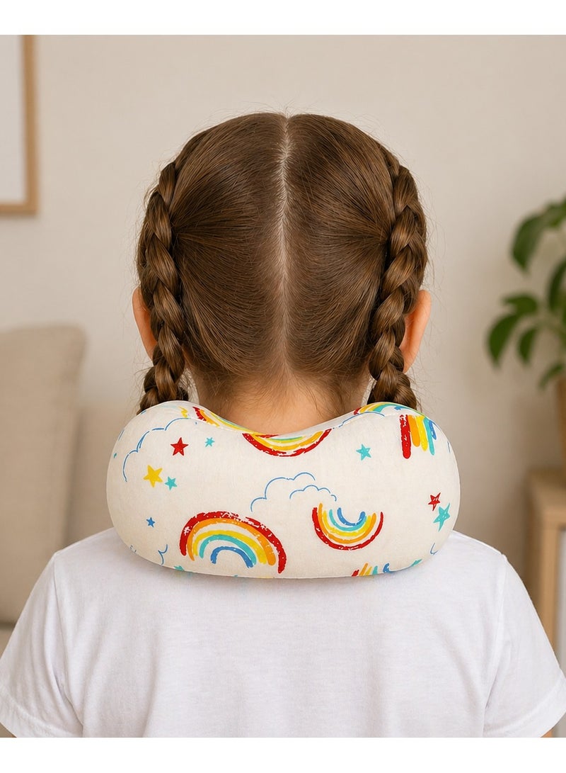 Travel Pillow for Kids, Memory Foam Kids Neck Pillow for Airplane Breathable Cover, Versatile Usage for Travel, Car, bus, Train, Ideal Travel Kit Gift for Girls & Boys (Rainbow) - Image 4