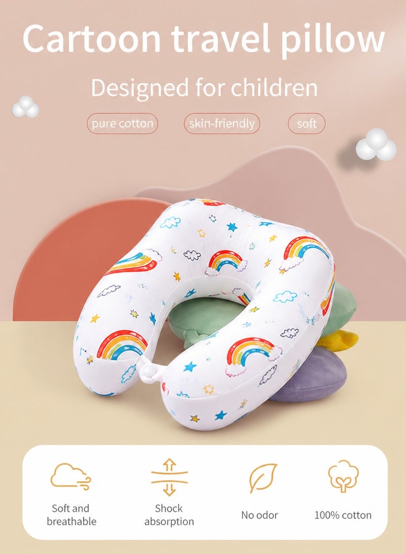 Travel Pillow for Kids, Memory Foam Kids Neck Pillow for Airplane Breathable Cover, Versatile Usage for Travel, Car, bus, Train, Ideal Travel Kit Gift for Girls & Boys (Rainbow) - Image 2