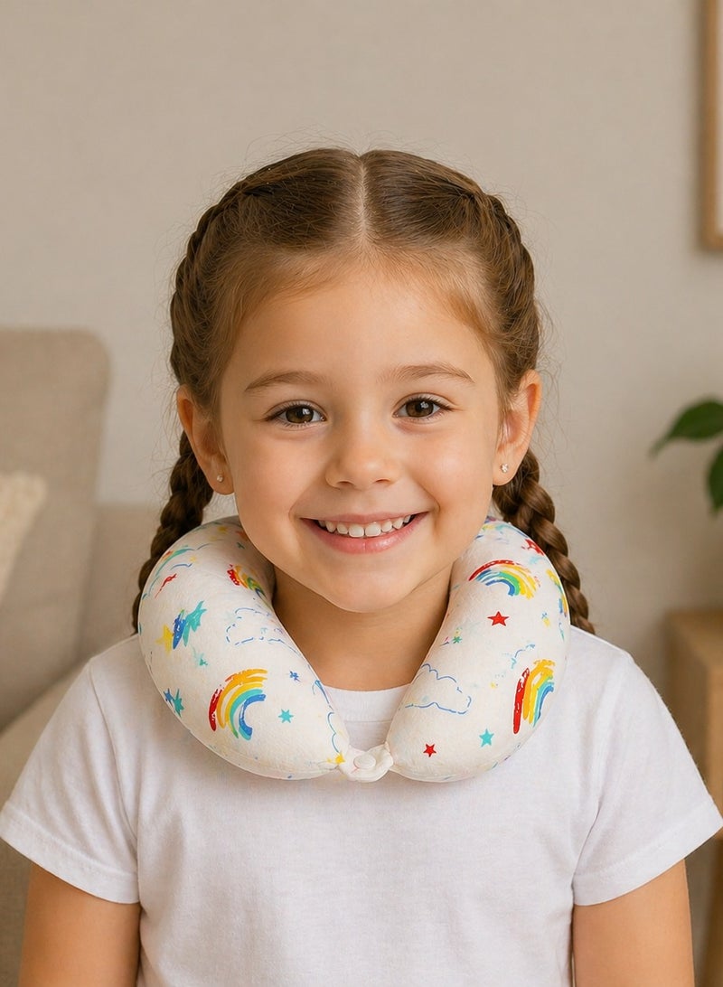 Travel Pillow for Kids, Memory Foam Kids Neck Pillow for Airplane Breathable Cover, Versatile Usage for Travel, Car, bus, Train, Ideal Travel Kit Gift for Girls & Boys (Rainbow) - Image 3