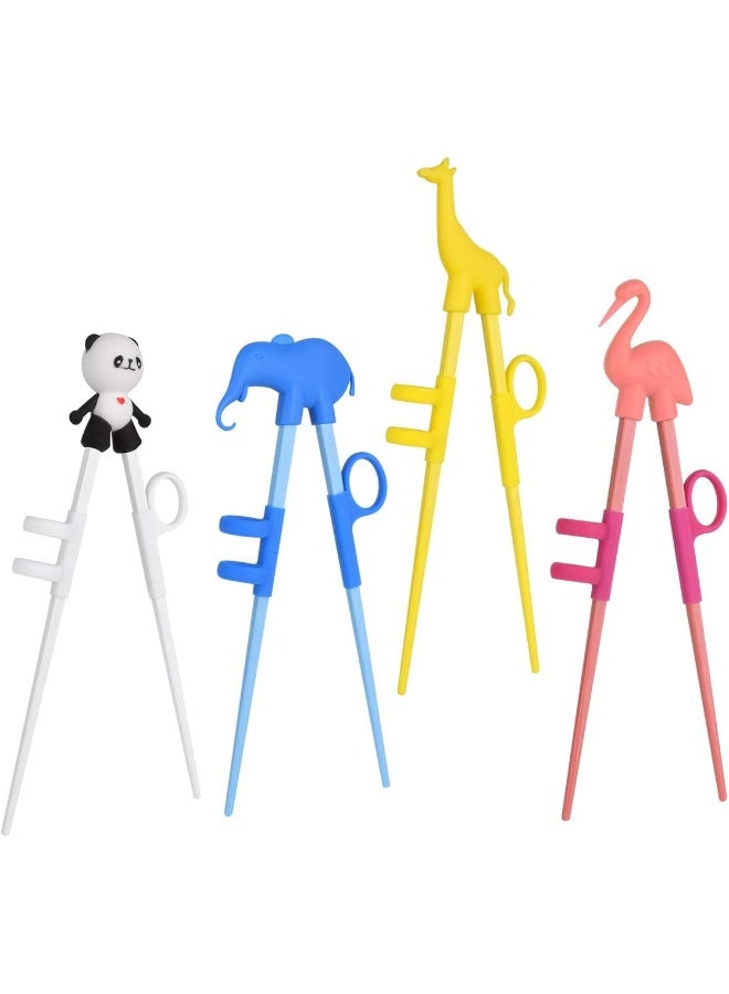 GREENLEAF Training Chopsticks, 4 Pairs Cute Animal Shape Easy to Use Children's Learning Chopsticks helper With attachable for Right or Left Handed Child Adults Beginners - Image 1
