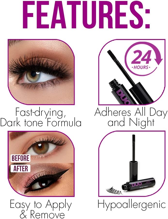 DUO Quick Set Dark Lash Glue, Striplash Adhesive, Latex Free, Rapid Dry, Easy Use, Dries Black, False Eyelash Glue, 5 g, (Pack of 1) - Image 4