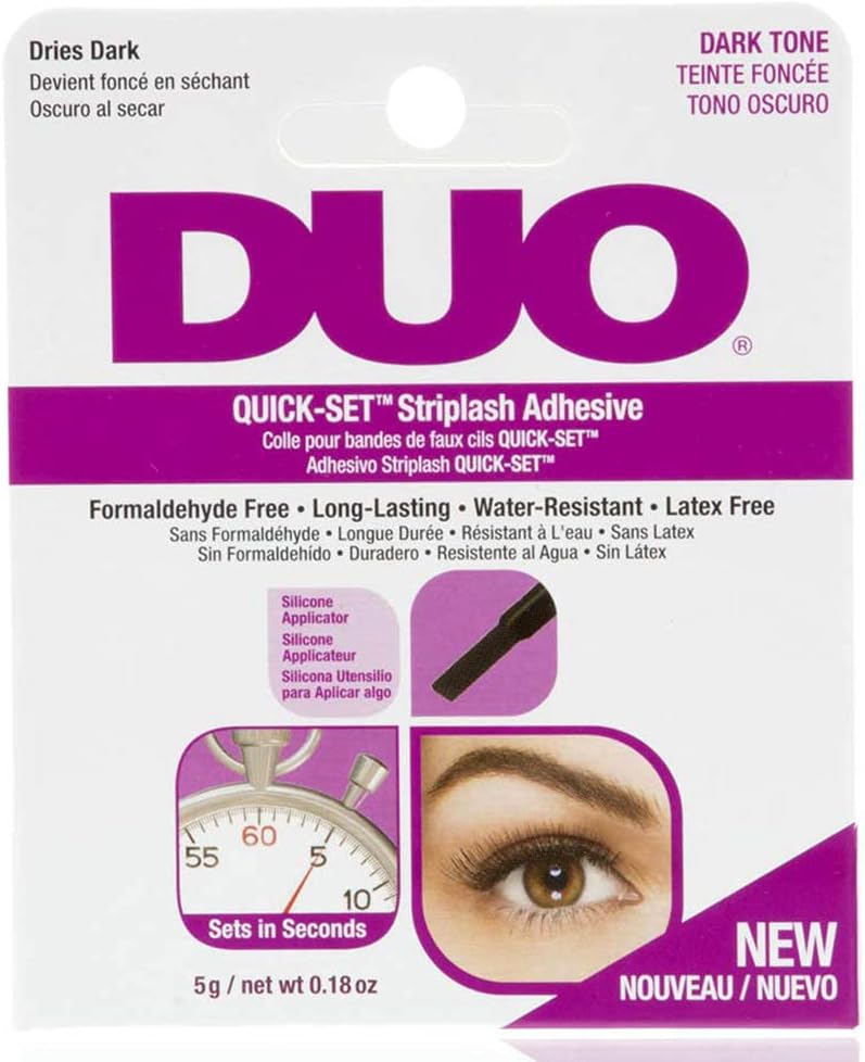 DUO Quick Set Dark Lash Glue, Striplash Adhesive, Latex Free, Rapid Dry, Easy Use, Dries Black, False Eyelash Glue, 5 g, (Pack of 1) - Image 1