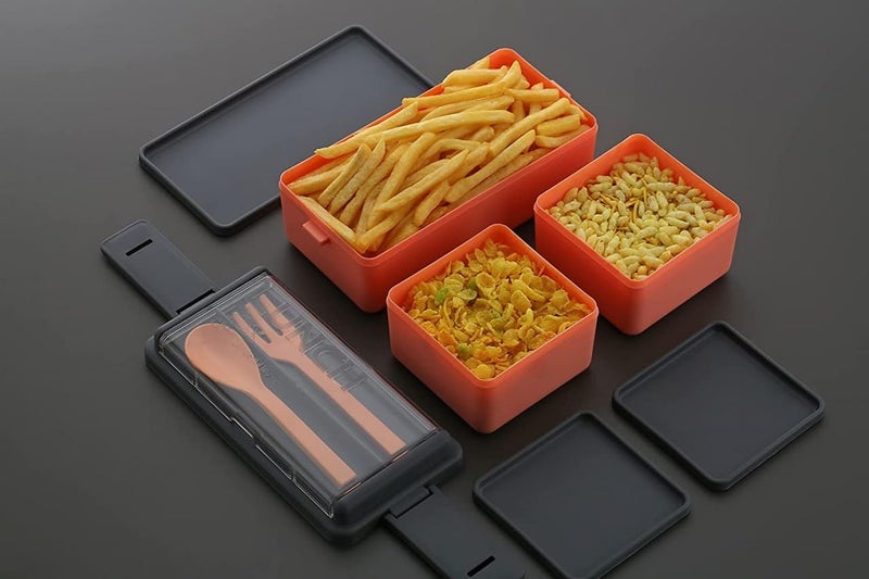SWAYRA Leak Proof Lunch Box Reusable Microwave Freezer Safe Food Containers with Spoon for Adults and Kids Plastic Lunch Tiffin Box Office School Men Women Kids - Image 3