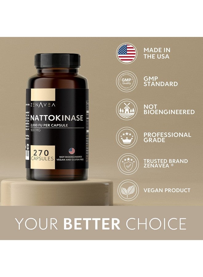 ZENAVEA Nattokinase Supplement 2000 Fu 270 Caps (9 Months Supply) Vegan Nongmo Gluten Free Nattokinase 100Mg Natto Supplement Support Cardiovascular And Circulatory Blood Heart Health - Image 4