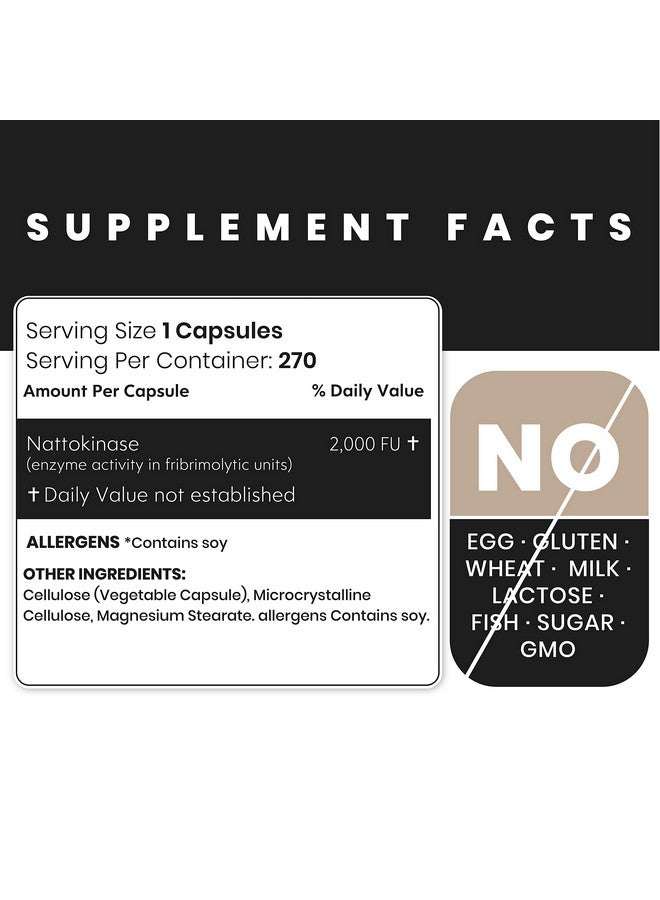 ZENAVEA Nattokinase Supplement 2000 Fu 270 Caps (9 Months Supply) Vegan Nongmo Gluten Free Nattokinase 100Mg Natto Supplement Support Cardiovascular And Circulatory Blood Heart Health - Image 3