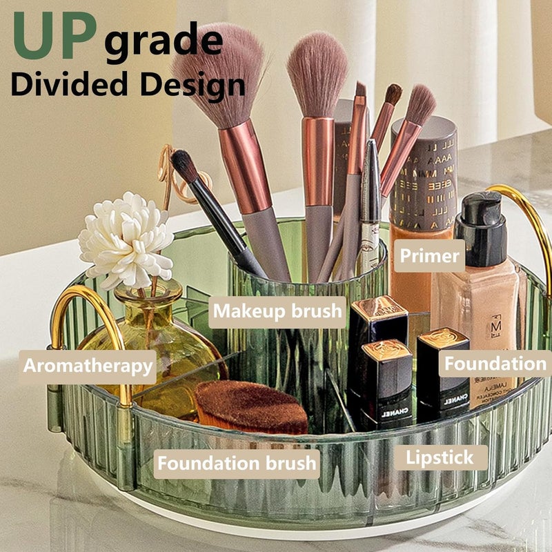 Asayuee 360 Rotating Makeup Organizer,2 Tier Large Capacity Make Up Organizers and Storage,Skincare Perfume Vanity Organizers,Bathroom Cosmetics Storage Organizer Countertop (Green) - Image 2