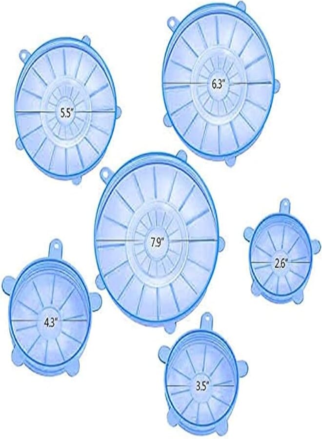Spaceshoop one year warranty_Silicone Stretch Lids 6 Pack of Various Sizes Expandable Food Covers Reusable Durable Food Storage Covers Seal Bowl Stretchy Wrap Cover BLUE